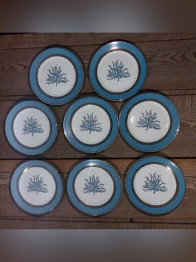 Colin Cowie Set of 8- Blue Coral 7.5” Salad Plates